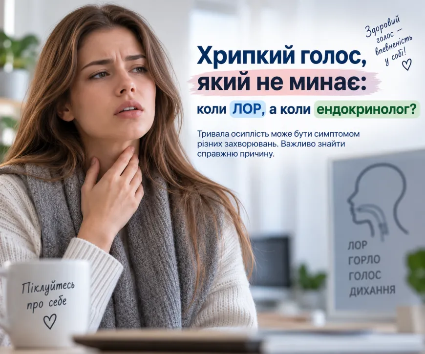 Хрипкий голос, який не минає: коли ЛОР, а коли ендокринолог