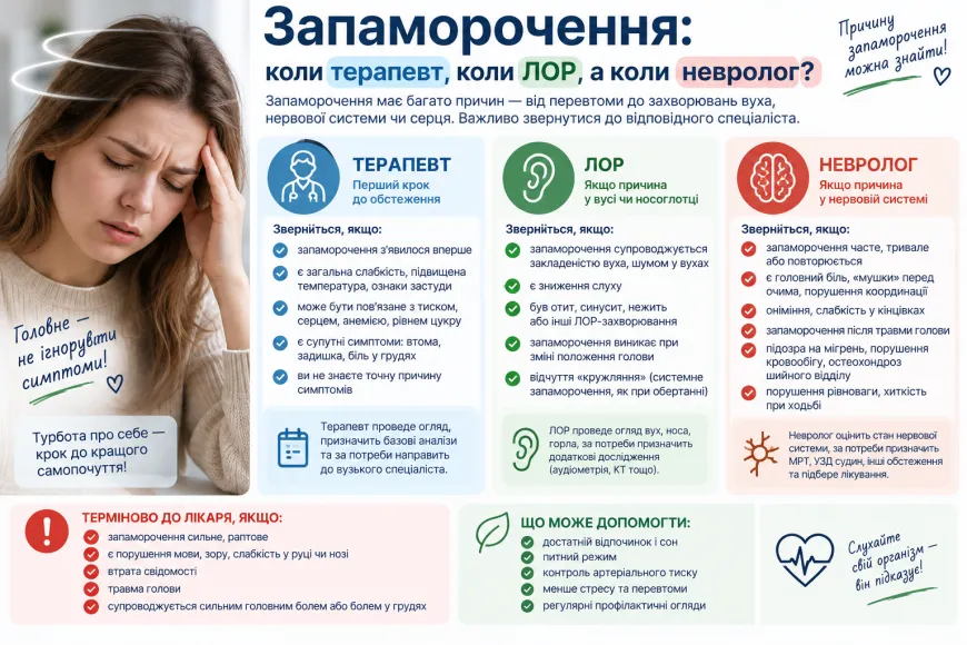 Пацієнт із запамороченням на консультації у лікаря для визначення можливої причини симптомів