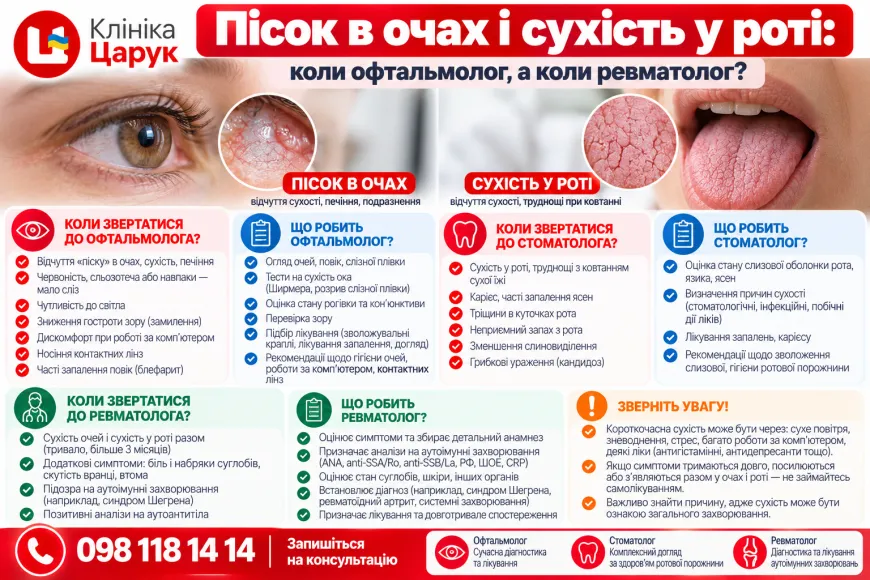 Пісок в очах і сухість у роті: коли офтальмолог, а коли ревматолог