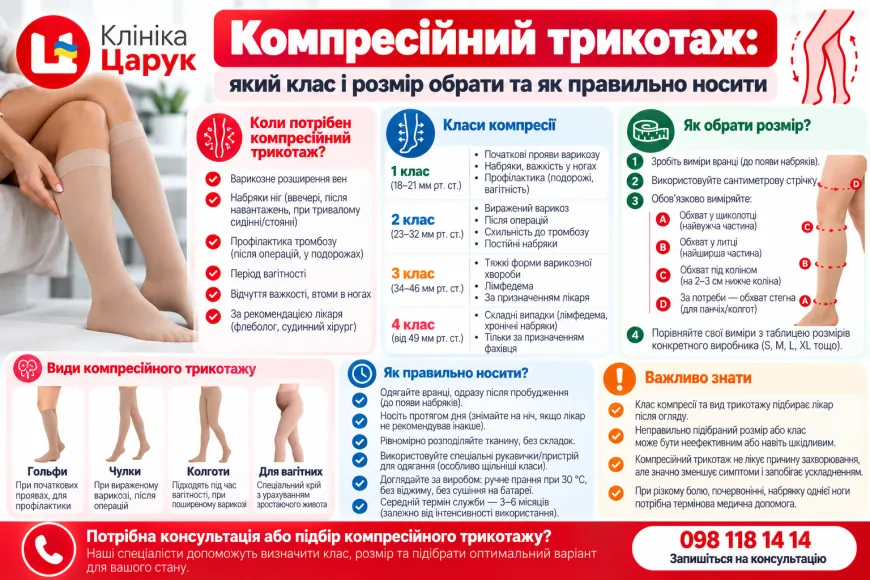 Компресійний трикотаж: який клас і розмір обрати та як правильно носити
