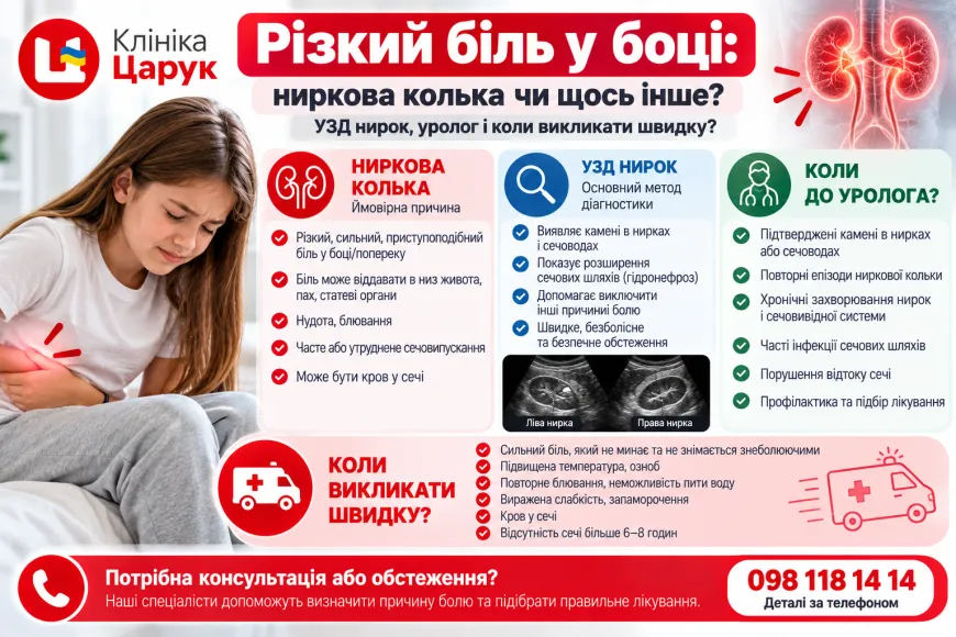 Різкий біль у боці