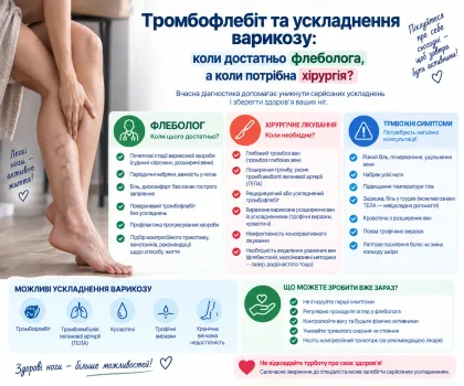 Тромбофлебіт та ускладнення варикозу