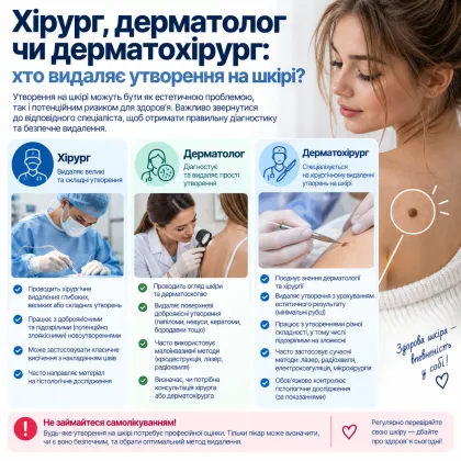 Хірург, дерматолог чи дерматохірург: хто видаляє утворення на шкірі
